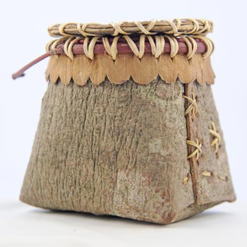 White Pine bark mokok with collar & lid - 4½H x 3W x 4D